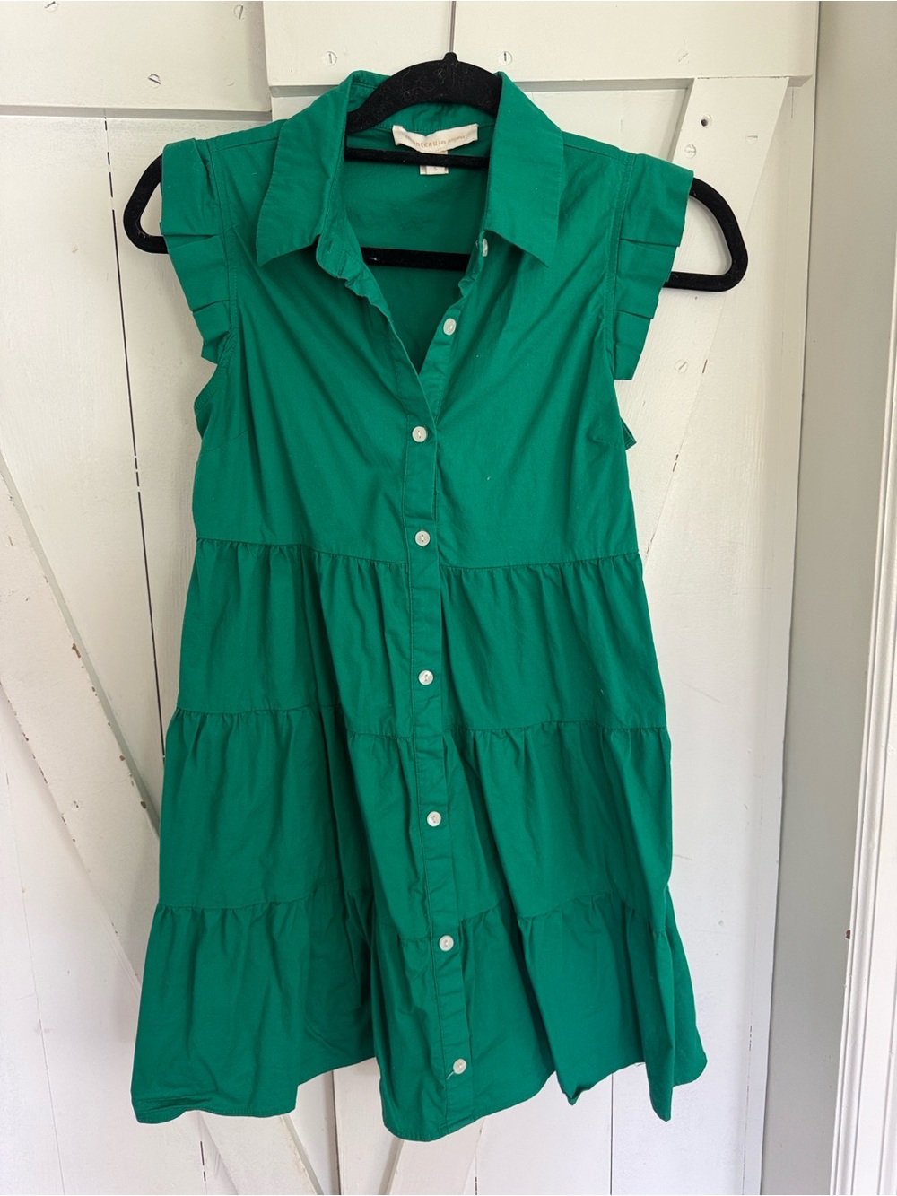 Women’s Green Button-Front Tiered Dress